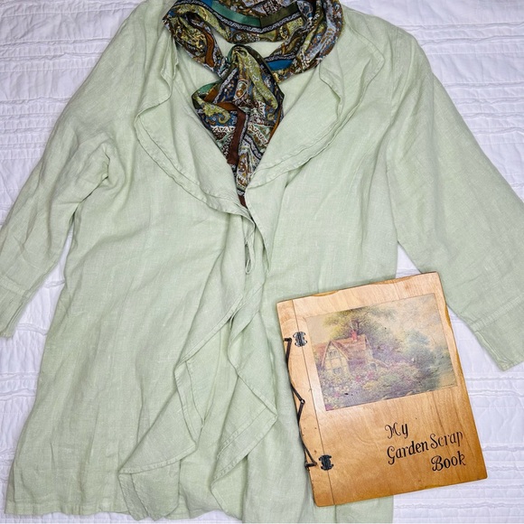 Willow Linen Pistachio Green Top Size Large - Picture 4 of 13